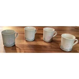 4 Ciera Rose Fine Dinnerware Vintage Sweet Rose Coffee Mugs Cups Pink Gray
